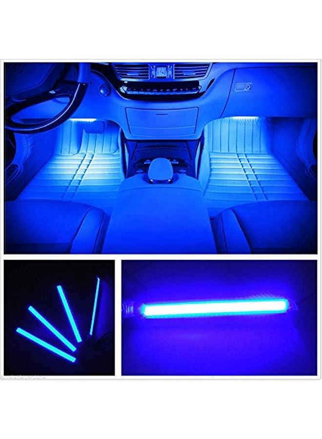 شريط إضاءة LED للسيارة، 4 قطع 36 LED أضواء داخلية للسيارة تحت لوحة القيادة مجموعة إضاءة مقاومة للماء، أضواء نيون جوية للسيارة، DC 12V (أزرق) - Image 1