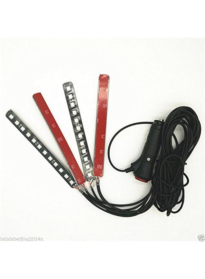 شريط إضاءة LED للسيارة، 4 قطع 36 LED أضواء داخلية للسيارة تحت لوحة القيادة مجموعة إضاءة مقاومة للماء، أضواء نيون جوية للسيارة، DC 12V (أزرق) - Image 5