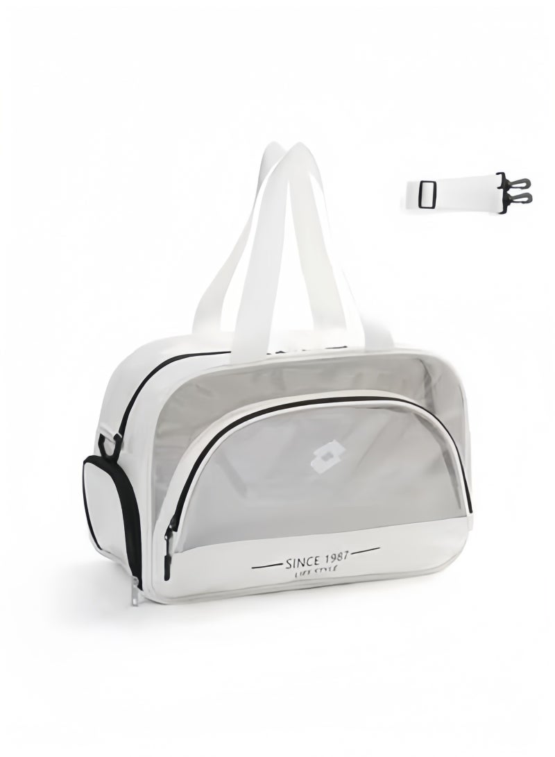 GGEROU Swim Tote Bag Sports Beach Bag Fitness Sports Bag Travel Tote Bag Fitness Bag Beach Bag White  - Image 1