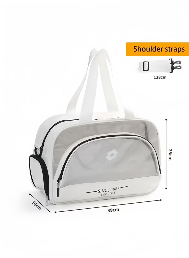 GGEROU Swim Tote Bag Sports Beach Bag Fitness Sports Bag Travel Tote Bag Fitness Bag Beach Bag White  - Image 2