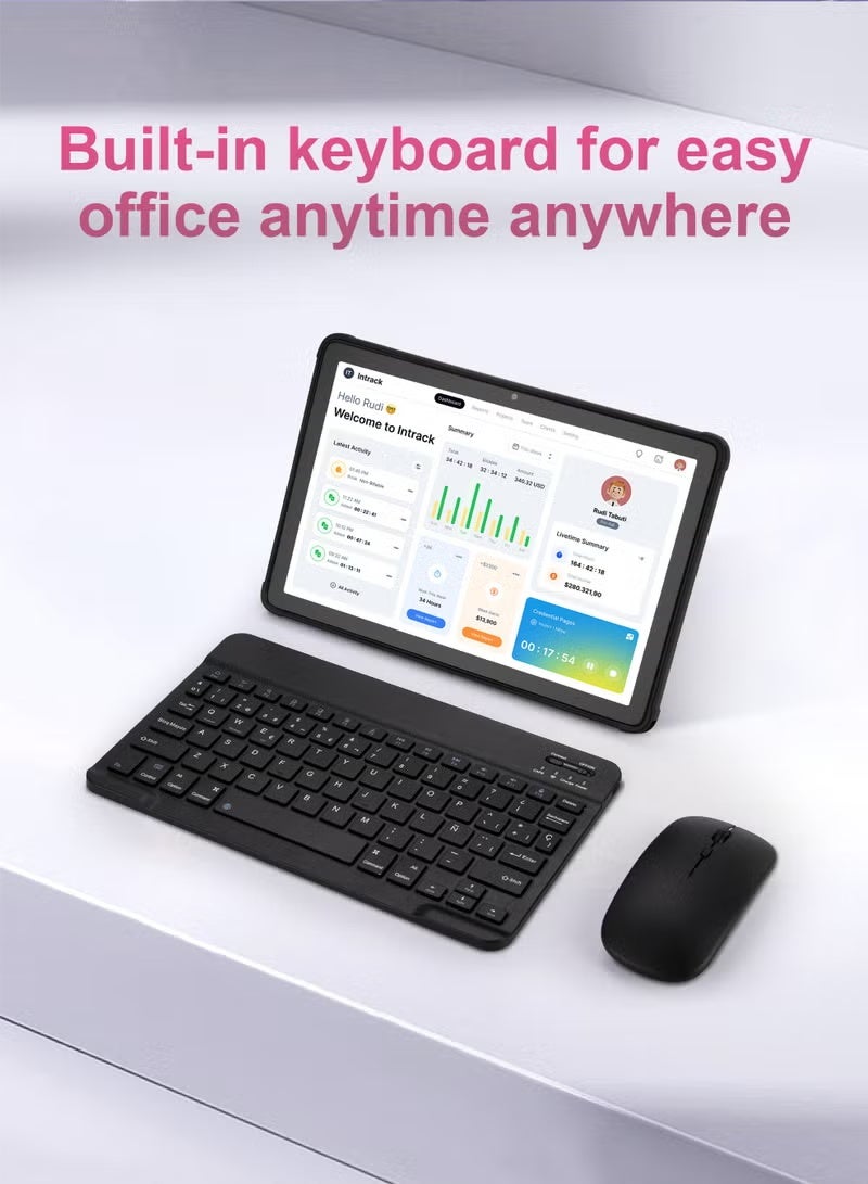 Umiio تابلت S26 ألترا سمارت 10.1" شاشة HD مع لوحة مفاتيح وفأرة، 16 جيجابايت RAM + 1 تيرابايت تخزين، شريحة مزدوجة 5G، تابلت أندرويد مع GPS، قلم ستايلس وحقيبة حمل - رمادي - Image 4