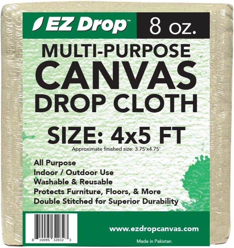 Daily use improved quality EZ Drop Painter's Canvas Fabric Drop Cloth for Painting (4 ft. x 5 ft.) Processed natural substance - Image 1