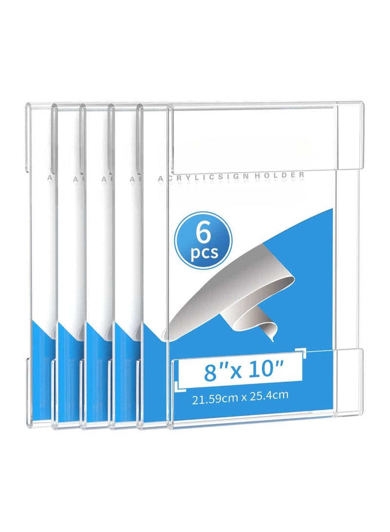 TPGP 8X10 Acrylic Wall Sign Holder With 3M Tape, Clear Plastic Plexiglass Sign Holder For Office, Home, Store, Restaurant-No Drilling(6 Pack) - Image 1