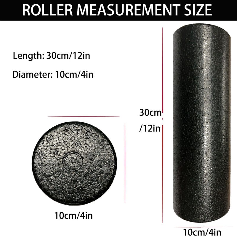 XCZGSW Travel Size Back Roller, High Density Foam Roller for Back Stretching, Physical Therapy, Yoga, Pilates, Post Workout Muscle Recuperation, 12" X 4" Round (Black) - Image 2