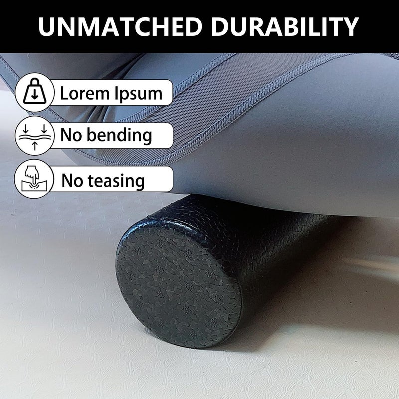 XCZGSW Travel Size Back Roller, High Density Foam Roller for Back Stretching, Physical Therapy, Yoga, Pilates, Post Workout Muscle Recuperation, 12" X 4" Round (Black) - Image 3