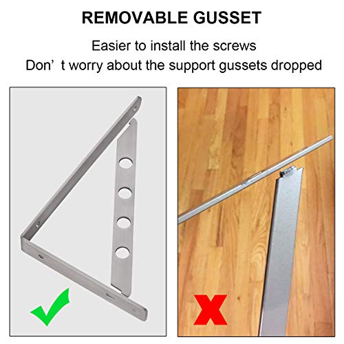 YUMORE Shelf Bracket 12", Stainless Steel Heavy Duty L Shaped Brackets Wall Mounted Floating Table Support with Hanging Holes Corner Brace 4mm Right Angle Joint Brackets, 2pcs, Max Load 400lbs - Image 4