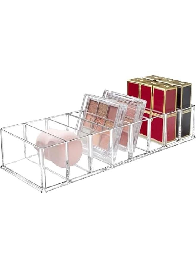 HOOKOR Detachable Makeup Organizer, 8 Compartments Acrylic Cosmetic Storage Jewelry Display Boxes, Clear Drawer Organizers Case for Dresser Vanity Bathroom Kitchen - Image 1