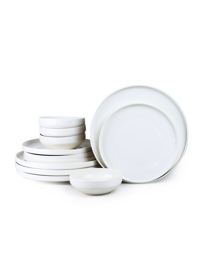 Cuisine Art Chole Bone China Dinner Set for Every Meals - 12 Pieces|4 Dinner Plates Dia (26.4cm) 4 Side Plates, 4 Bowls (Dia 13.3x H4.7cm) White Elegant Plates for Everyday Dining & Special Occasions - pzsku/Z4BBEC0B80DEB474504ABZ/45/_/1732971075/e325acbc-aa9b-4eb5-9c21-df30ce112a3c