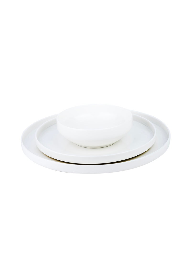 Cuisine Art - Cuisine Art Chole Bone China Dinner Set for Every Meals - 12 Pieces|4 Dinner Plates Dia (26.4cm) 4 Side Plates, 4 Bowls (Dia 13.3x H4.7cm) White Elegant Plates for Everyday Dining & Special Occasions - Image 1