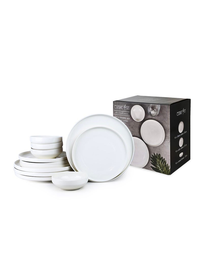 Cuisine Art Chole Bone China Dinner Set for Every Meals - 12 Pieces|4 Dinner Plates Dia (26.4cm) 4 Side Plates, 4 Bowls (Dia 13.3x H4.7cm) White Elegant Plates for Everyday Dining & Special Occasions - pzsku/Z4BBEC0B80DEB474504ABZ/45/_/1732971078/ed5c6336-b71a-4a97-bb3e-6d6b07099b72