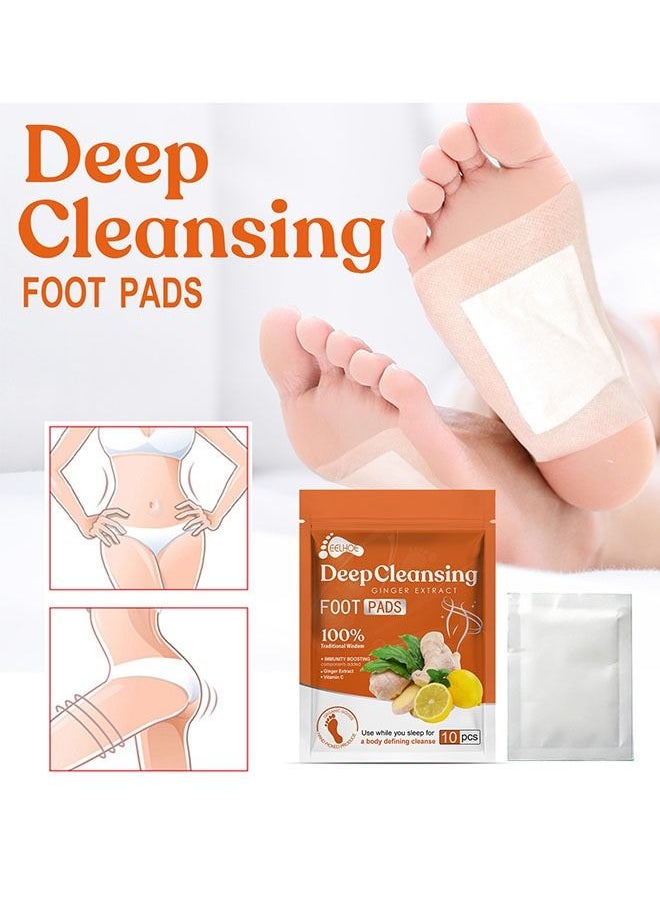 EELHOE Ginger Extract Foot Pads Vitamin C Foot Patch Bamboo Vinegar Soothing Meridians and Activating Meridians Relieve Physical and Mental Stress Sleep Sole Stick Foot Care  - Image 2