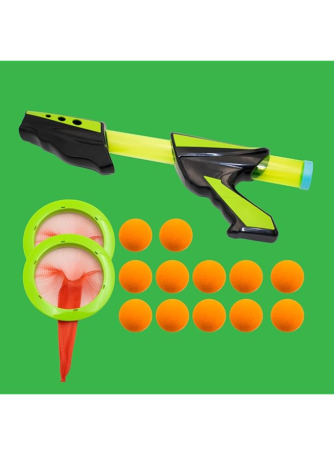 IToys Air Cannon Ball Launcher Toy 43 Cm X 27 Cm X 6 Cm Black And Green Toy Gun - Image 1