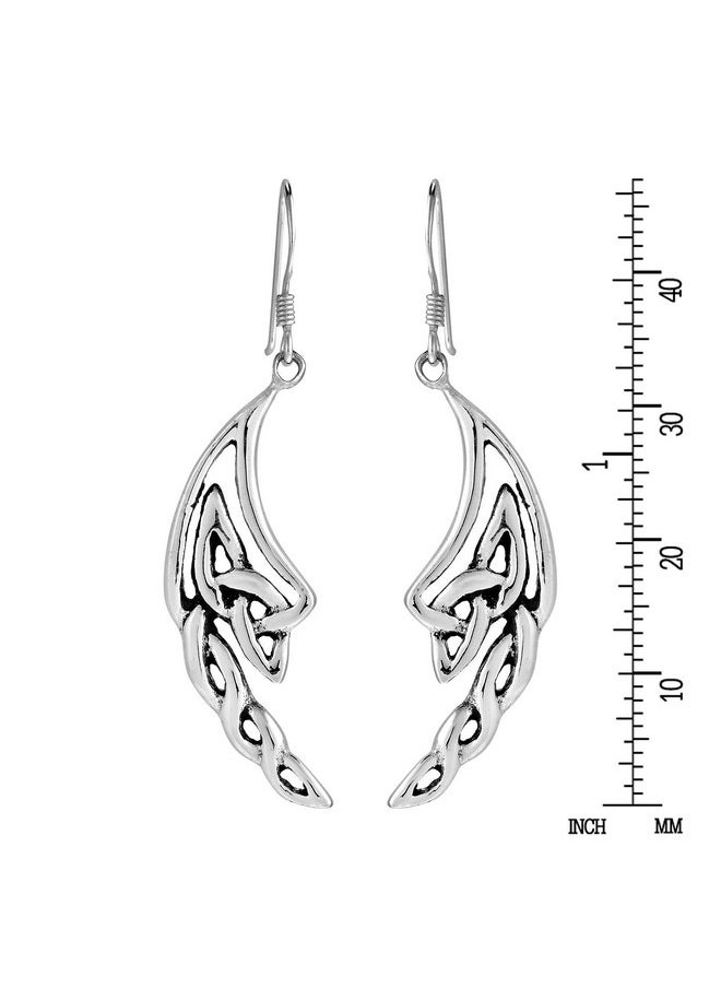 AeraVida Infinite Style Celtic Knot Woven Crescent Moon Or Wing Shaped Sterling Silver Fishhook Dangle Earrings For Elegant And Fashion Accessories With A Celtic Art Inspired Touch  - Image 4