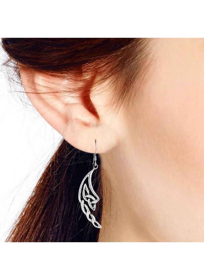 AeraVida Infinite Style Celtic Knot Woven Crescent Moon Or Wing Shaped Sterling Silver Fishhook Dangle Earrings For Elegant And Fashion Accessories With A Celtic Art Inspired Touch  - Image 5
