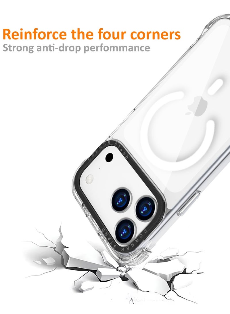 تيكي جراب شفاف MagSafe لهاتف iPhone 17 Pro Max مع حامل مخفي قابل للطي على الحافة – غطاء صلب من الأكريليك TPU + PC مقاوم للصدمات ومضاد للاصفرار - Image 5