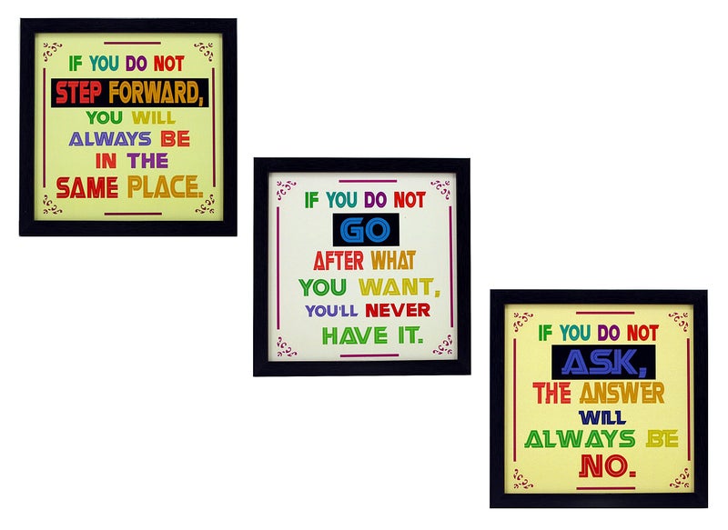 Indianara 3 Piece Set of Framed Wall Hanging Motivational Office Decor Art (1192) Prints 8.7 inch X 8.7 inch Without Glass - Image 1