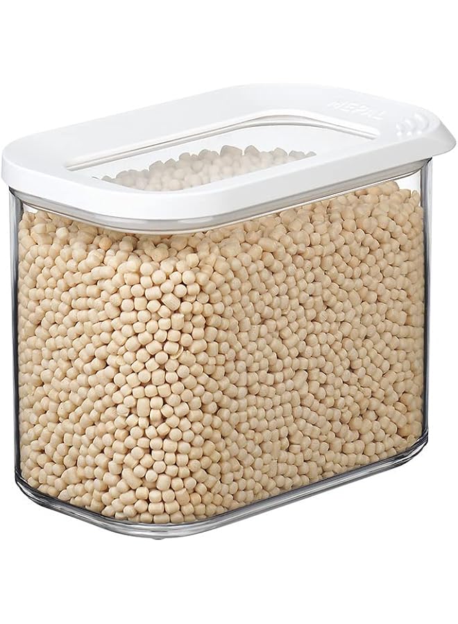 ميبال حاوية تخزين طعام شفافة من مودولا | ١٠٠٠ مل/٣٤ أونصة | مثالية للأطعمة الجافة | آمنة للغسل في غسالة الأطباق | غطاء أبيض بإطار | خالية من مادة BPA | صُنع في هولندا - Image 1