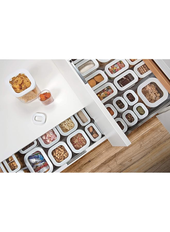 ميبال حاوية تخزين طعام شفافة من مودولا | ١٠٠٠ مل/٣٤ أونصة | مثالية للأطعمة الجافة | آمنة للغسل في غسالة الأطباق | غطاء أبيض بإطار | خالية من مادة BPA | صُنع في هولندا - Image 5