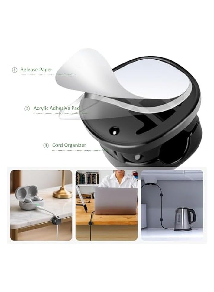 erorex 6 Pack Cord Organizer, Adhesive Spring Cable Holder Clips Phone Charger Cord Holder for Home and Office Wall Desktop Nightstand (Black) - Image 3