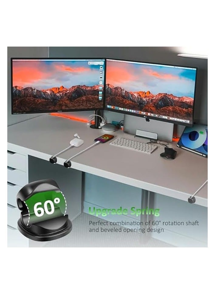 erorex 6 Pack Cord Organizer, Adhesive Spring Cable Holder Clips Phone Charger Cord Holder for Home and Office Wall Desktop Nightstand (Black) - Image 4