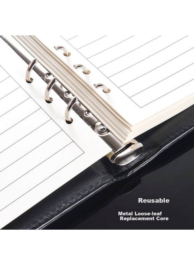 Jin Longxing Jinlongxing A5 Leather Loose-leaf Meeting Notebook Business Leather Notebook Work Log Loose-leaf Removable Meeting Minutes Notebook With Inner Core A5 With Pen Insert 7130 - Image 5