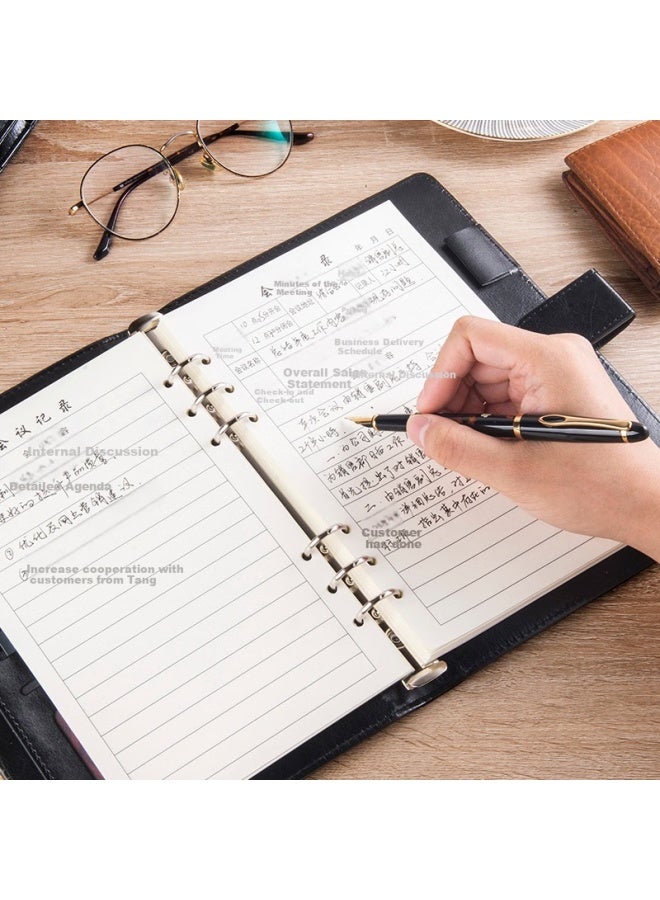 Jin Longxing Jinlongxing A5 Leather Loose-leaf Meeting Notebook Business Leather Notebook Work Log Loose-leaf Removable Meeting Minutes Notebook With Inner Core A5 With Pen Insert 7130 - Image 3