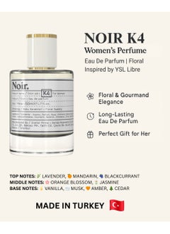 noir NOIR K4 Sweet Floral Perfume for Women Long Lasting Eau de Parfum with Lavender, Vanilla & Orange Blossom | Inspired by YSL Libre 50ML | Made in Turkey  - Image 3