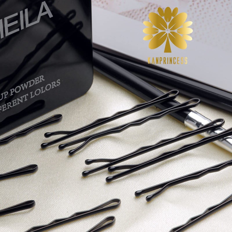 KANPRINCESS 100PCS 2.4Inch Bobby Pins Black,Pain-Free Bobby Pins for All Hair Types,Hair Pins for Women Girls,Hairpins for Buns with Box(Black) - Image 5