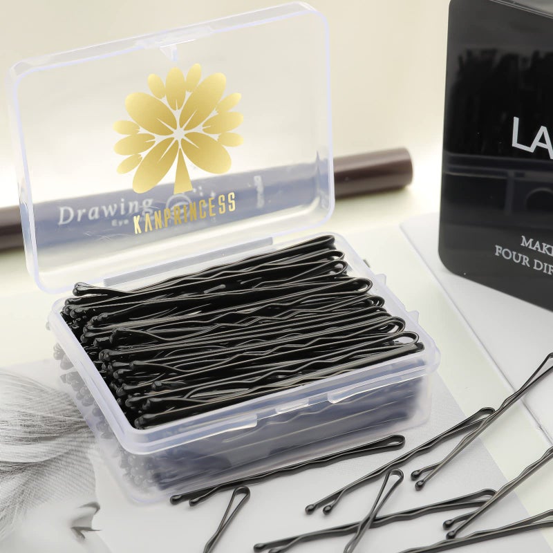 KANPRINCESS 100PCS 2.4Inch Bobby Pins Black,Pain-Free Bobby Pins for All Hair Types,Hair Pins for Women Girls,Hairpins for Buns with Box(Black) - Image 4