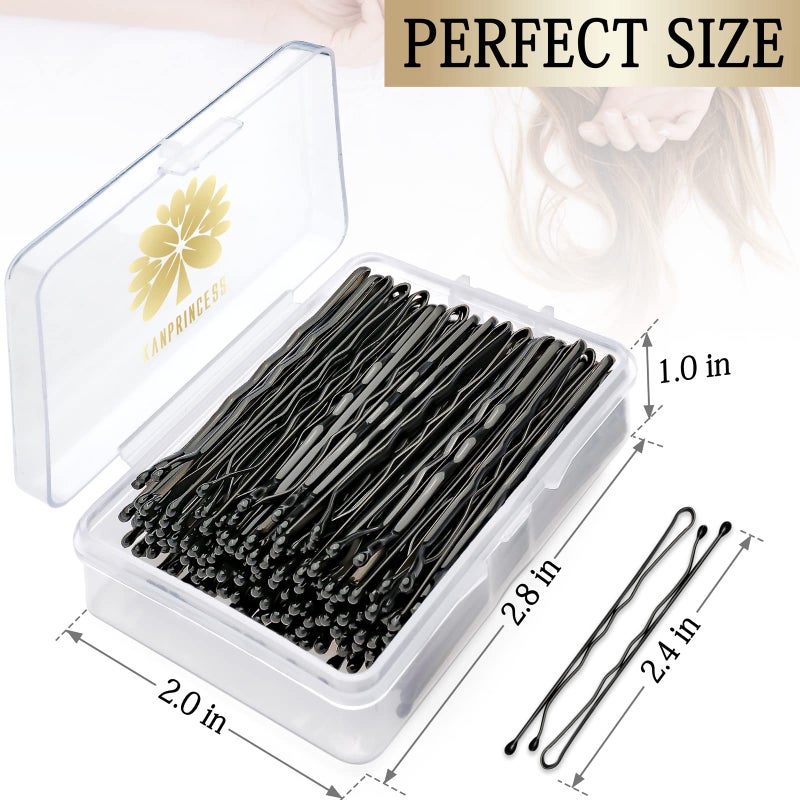 KANPRINCESS 100PCS 2.4Inch Bobby Pins Black,Pain-Free Bobby Pins for All Hair Types,Hair Pins for Women Girls,Hairpins for Buns with Box(Black) - Image 2