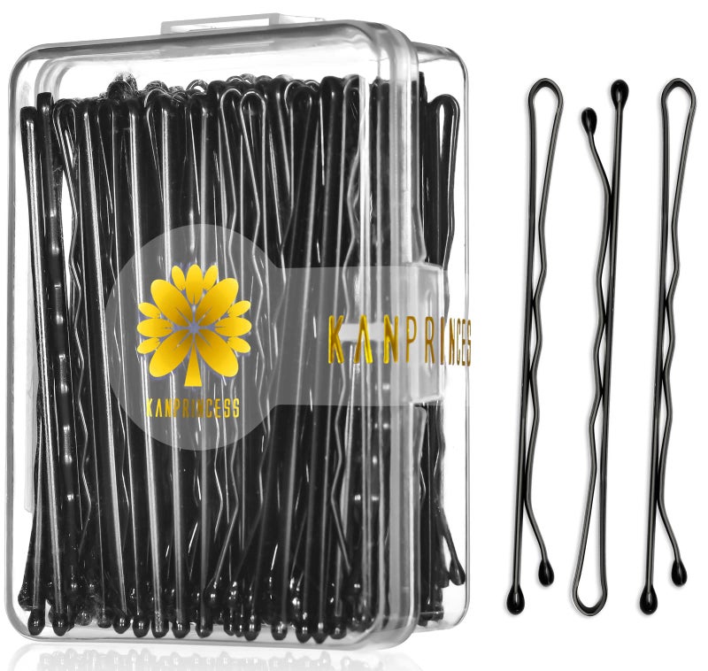 KANPRINCESS 100PCS 2.4Inch Bobby Pins Black,Pain-Free Bobby Pins for All Hair Types,Hair Pins for Women Girls,Hairpins for Buns with Box(Black) - Image 1
