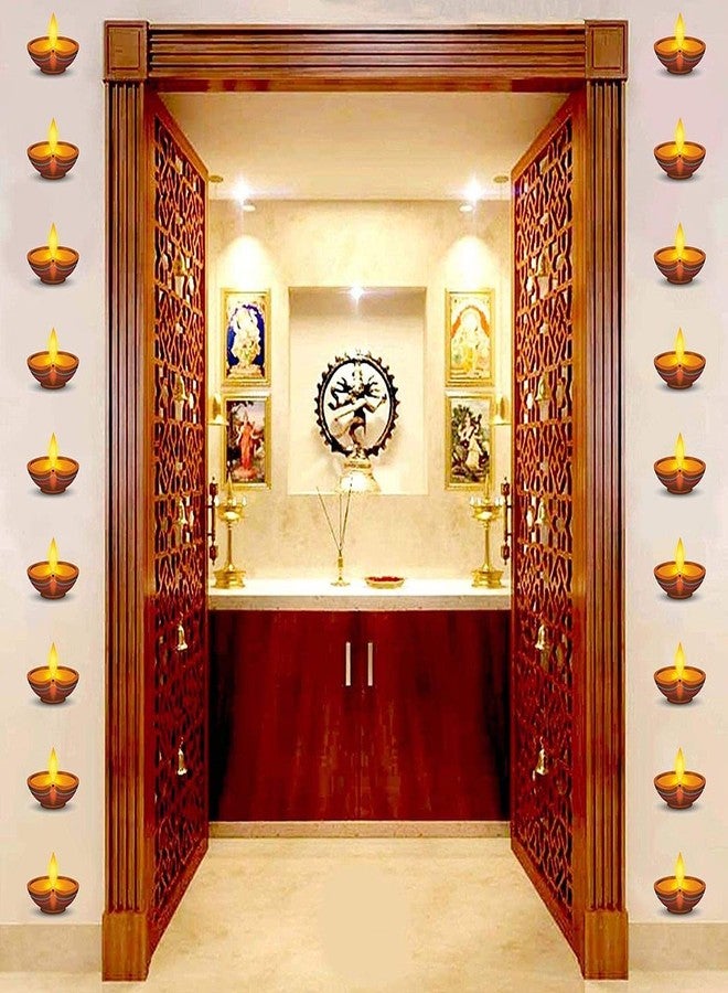 CVANU Beautiful Diwali Diya Vinyl Wall Sticker for Diwali Decoration Multicolor(Pack of 50) - Image 3