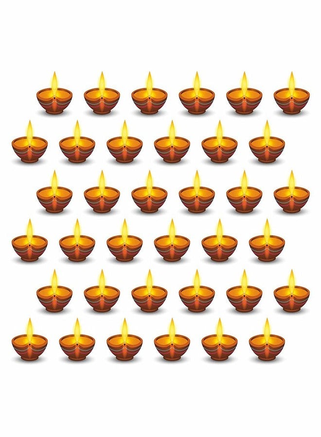 CVANU Beautiful Diwali Diya Vinyl Wall Sticker for Diwali Decoration Multicolor(Pack of 50) - Image 1