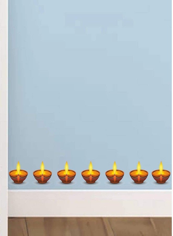 CVANU Beautiful Diwali Diya Vinyl Wall Sticker for Diwali Decoration Multicolor(Pack of 50) - Image 4