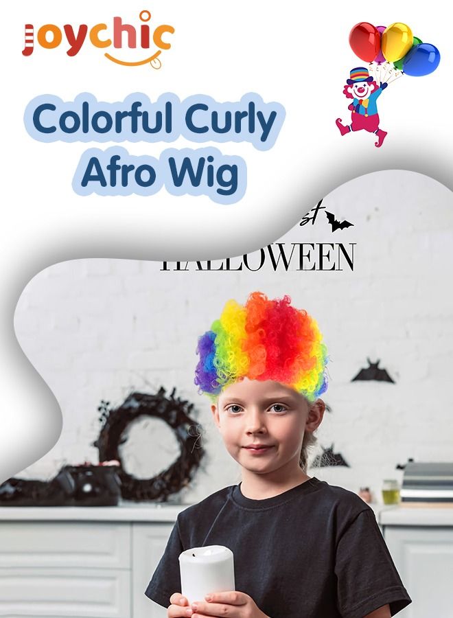 Joychic Clown Costume Wig Afro Curly Hair for Halloween,Masquerade Cosplay and Football Fans - Image 4