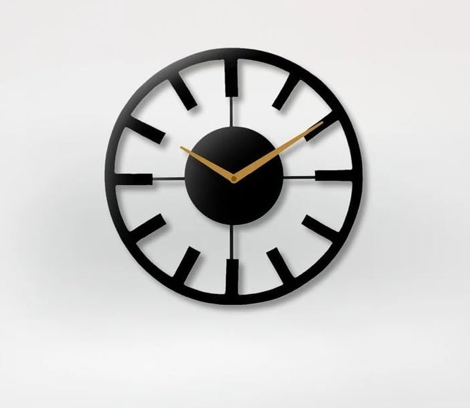 METAL WALL CLOCK LARGE METAL WALL CLOCK FOR LIVING ROOM BEDROOM KITCHEN LATIN NUMERAL WALL CLOCK ANTIQUE METAL WALL CLOCK BIG SIZE MODERN DECORATIVE WALL WATCH BLACK 40 CM DA14