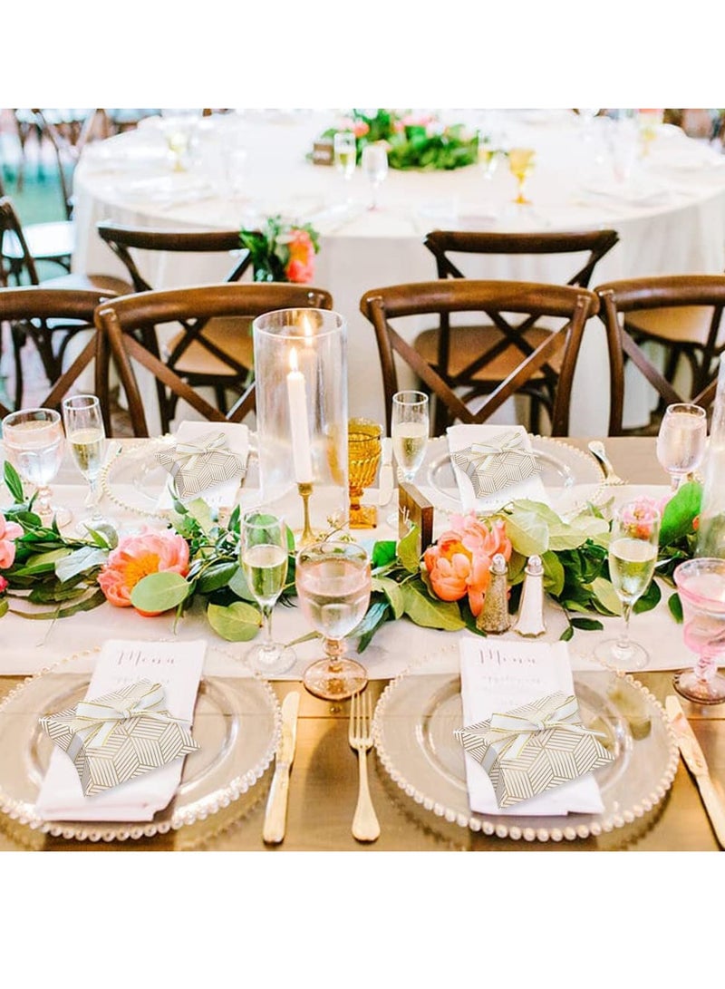 SOLARAE 50 Pack Candy Box, Candy Box, Kraft Paper Pillow Candy Box, Decor Girl Birthday Baby Party Ideas Wedding Supplies (Gold Diamonds 3.58x2.48 Inches) - Image 5