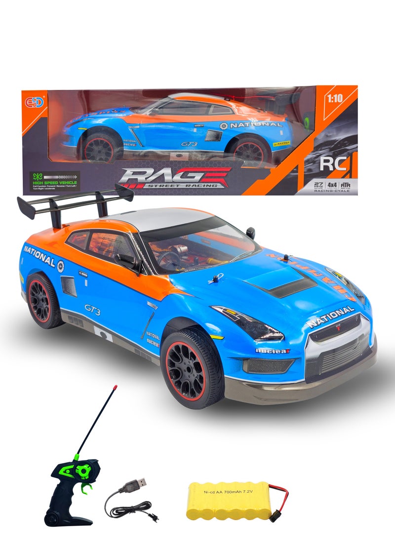 LB - 1:10 Scale High-Speed 4x4 Drift RC Vehicle 27 MHz with LED Wheels With Rechargeable Battery - Image 1
