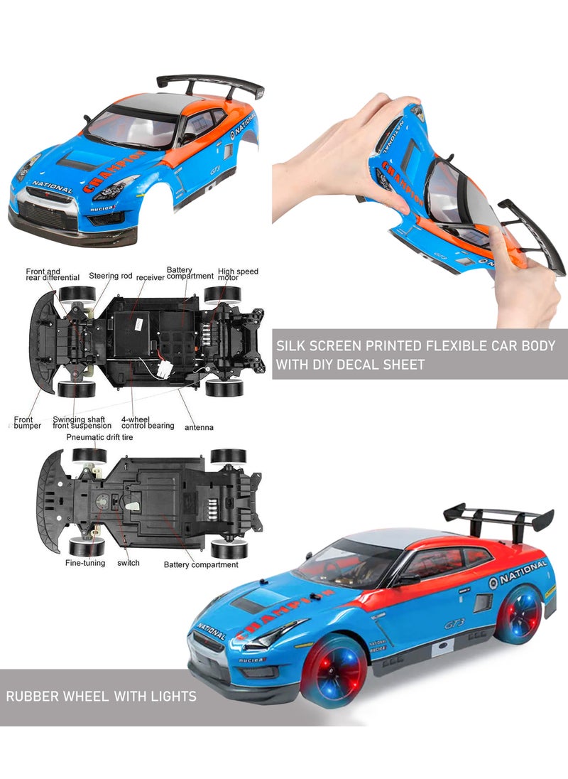LB - 1:10 Scale High-Speed 4x4 Drift RC Vehicle 27 MHz with LED Wheels With Rechargeable Battery - Image 1