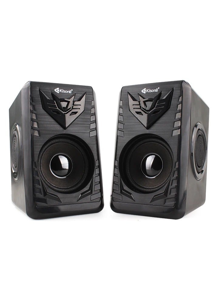 Kisonli T-008A USB 2.0 Stereo Speaker 6W – Clear and Powerful Sound with AUX Input, Easy USB Plug & Play, Compact Elegant Design for PC and Laptop - Image 1