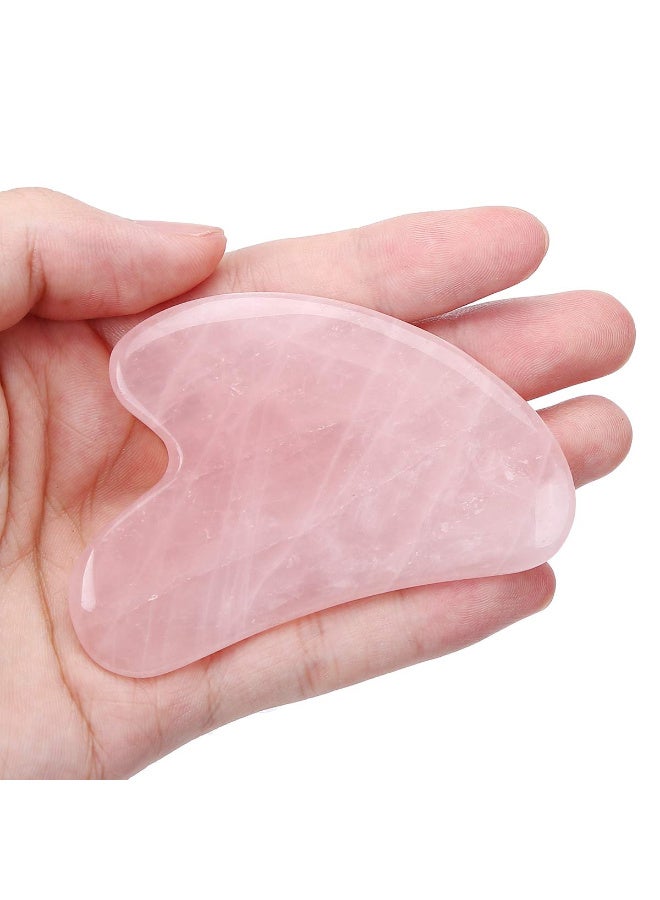 Loveliome Rose Quartz Scraping Facial Back, Neck Handheld Massager Tool, Natural Aventurine Guasha Stone Board for Spa - Image 2