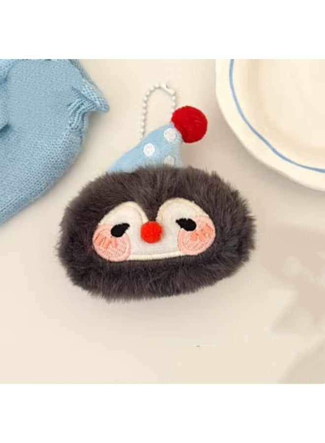 Cute and unique cartoon penguin plush keychain/backpack keychain/decorative small doll (grey penguin plush keychain)