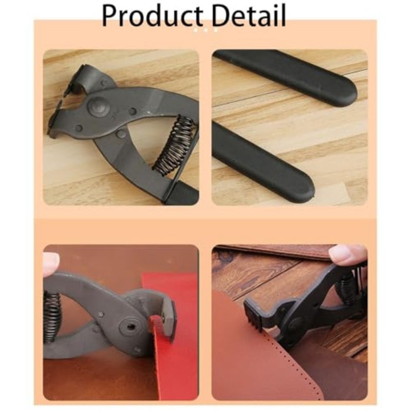 Leather Hole Punch, 6.7 Inch Silent Handheld Carbon Steel Tool, 4 Teeth Pliers, Professional DIY Crafting Supplies, Multi Purpose Leather Hole Punch for Washbasin Supports and Belts - Image 4