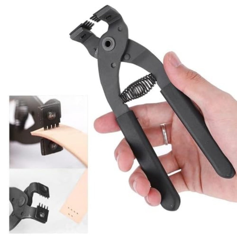 Leather Hole Punch, 6.7 Inch Silent Handheld Carbon Steel Tool, 4 Teeth Pliers, Professional DIY Crafting Supplies, Multi Purpose Leather Hole Punch for Washbasin Supports and Belts - Image 2
