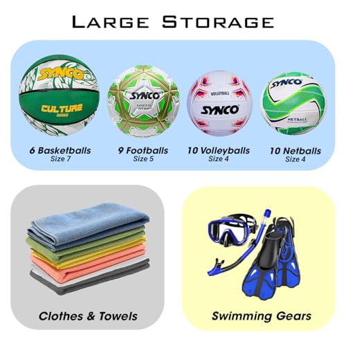 Synco XL Ball Carry Bag | 15 Balls Capacity | for Football, Basketball, Volleyball, Handball (Black) - Image 5