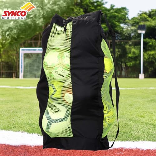 Synco XL Ball Carry Bag | 15 Balls Capacity | for Football, Basketball, Volleyball, Handball (Black) - Image 2