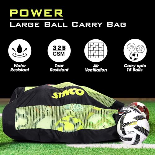 Synco XL Ball Carry Bag | 15 Balls Capacity | for Football, Basketball, Volleyball, Handball (Black) - Image 3