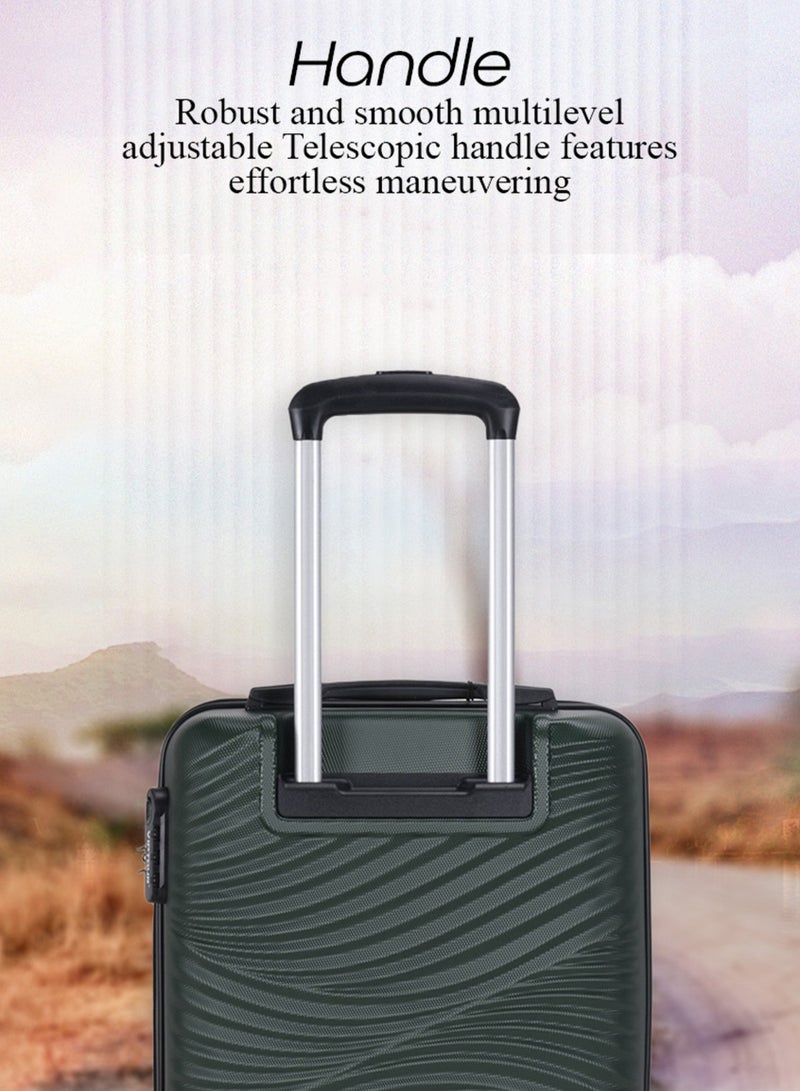 فيبتور مجموعة حقائب سفر صلبة من مادة ABS مكونة من 3 قطع، حقيبة سفر بعجلات دوارة 360 درجة هادئة مع قفل مركب، صغيرة (2.5 كجم)، متوسطة (3 كجم)، كبيرة (3.8 كجم) (20 بوصة/24 بوصة/28 بوصة) - أخضر داكن - Image 2
