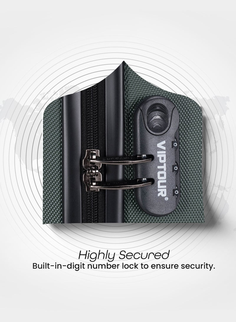 فيبتور مجموعة حقائب سفر صلبة من مادة ABS مكونة من 3 قطع، حقيبة سفر بعجلات دوارة 360 درجة هادئة مع قفل مركب، صغيرة (2.5 كجم)، متوسطة (3 كجم)، كبيرة (3.8 كجم) (20 بوصة/24 بوصة/28 بوصة) - أخضر داكن - Image 3