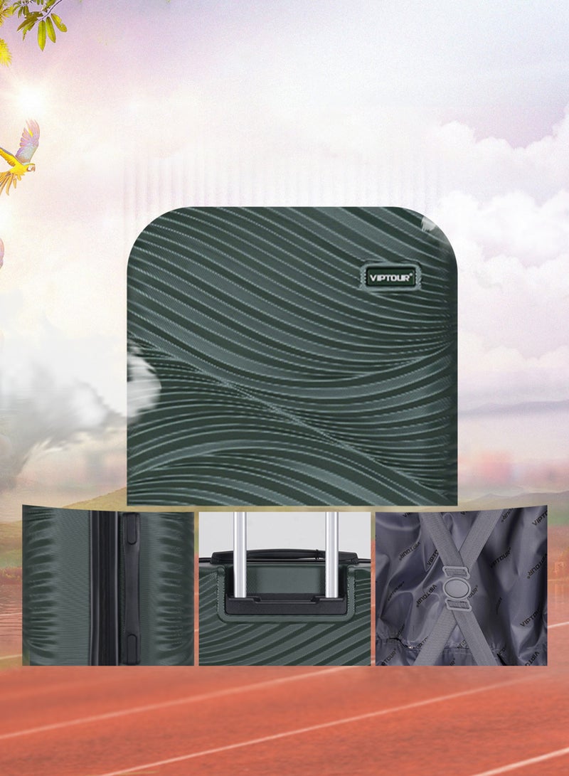 فيبتور مجموعة حقائب سفر صلبة من مادة ABS مكونة من 3 قطع، حقيبة سفر بعجلات دوارة 360 درجة هادئة مع قفل مركب، صغيرة (2.5 كجم)، متوسطة (3 كجم)، كبيرة (3.8 كجم) (20 بوصة/24 بوصة/28 بوصة) - أخضر داكن - Image 4